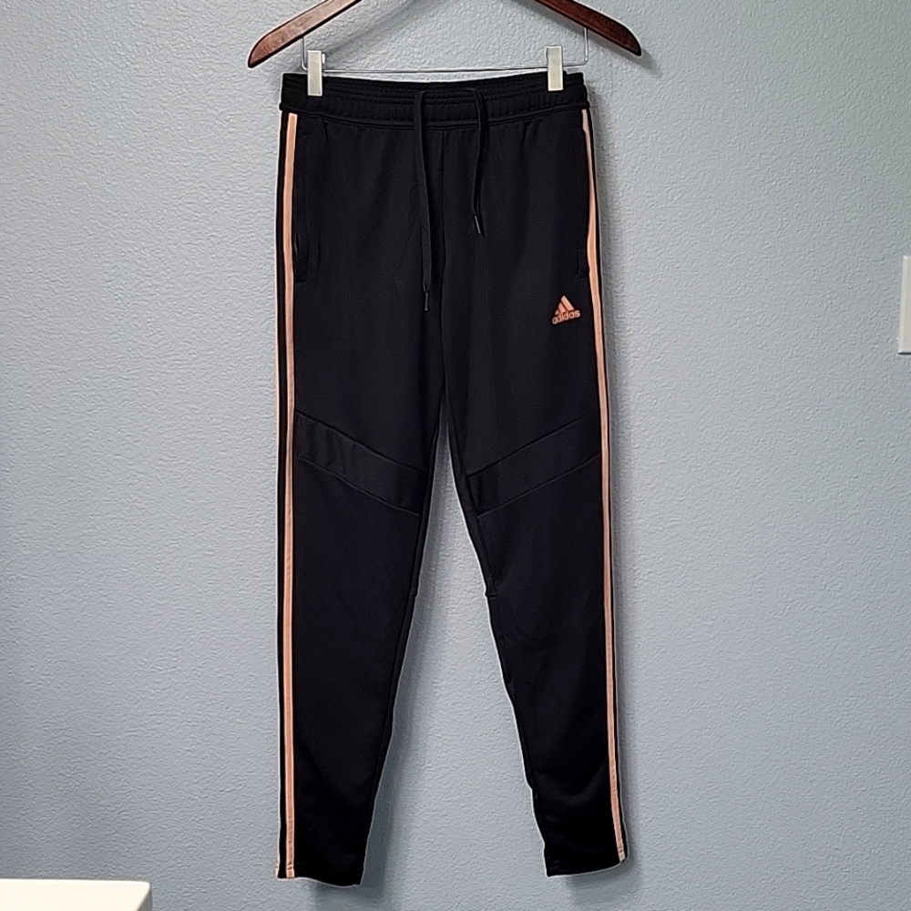 Adidas, black and pink, track pants, size small